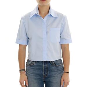 CAMICIA CROP AZZURRO
